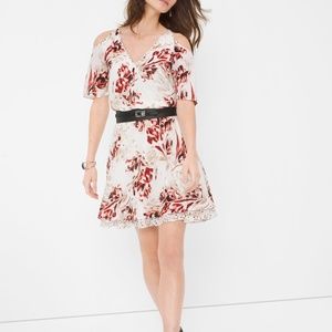 WHBM Printed cold shoulder dress Size 4